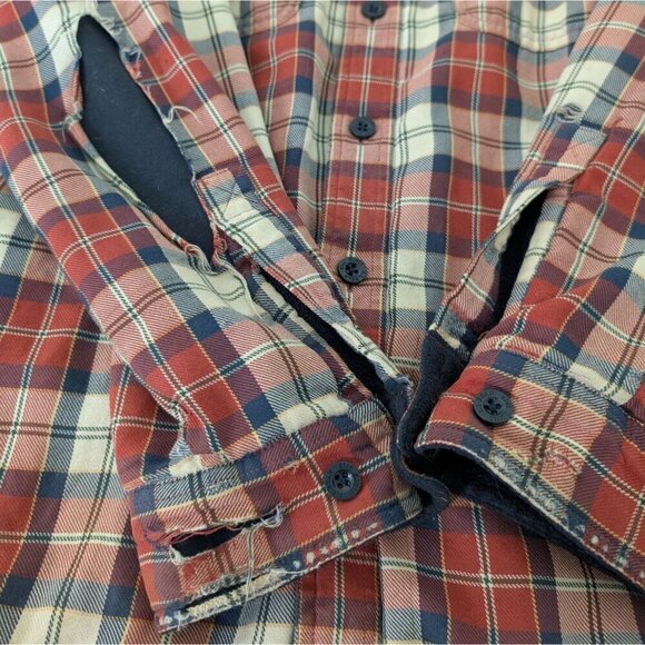 LL Bean Shacket Mens Size Medium Blue Cotton Plaid Fleece Lined Traditional Fit - Picture 8 of 13